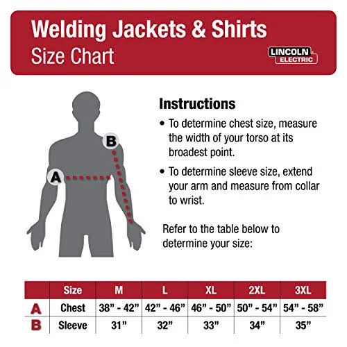Lincoln Electric K3106 Traditional Split Leather Sleeved Welding Jacket Medium