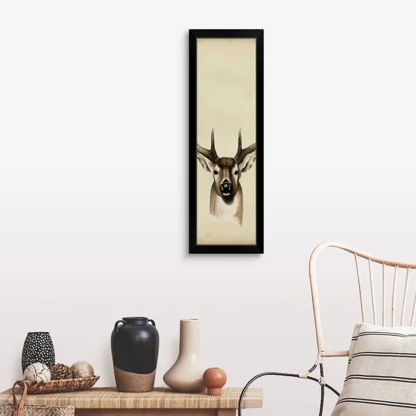 Triptych Whitetail II, Black Framed Wall Art, 12x36, Great Big Canvas