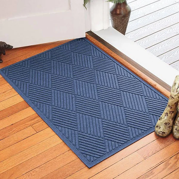 Weather Guard Diamonds 30x22 x 45x22 Door Mat in Navy
