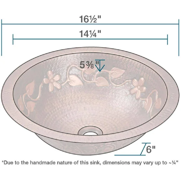 Polaris Sinks P329 Single Bowl Bathroom Sink Copper