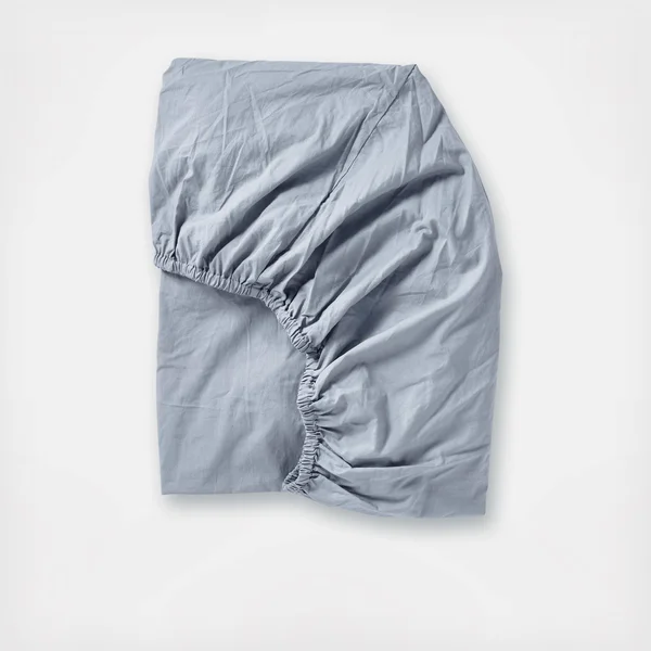 Coyuchi - Organic Crinkled Percale Fitted Sheet Cal King Steel Blue