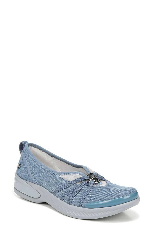 Bzees Women's Niche Slip On - Size: 8, Washed Denim Fabric