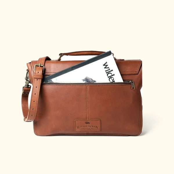 Denver Leather Laptop Messenger Bag - Autumn Brown