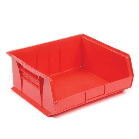 AkroBin Plastic Stacking Bin, 16-1/2 inchw x 14-3/4 inchd x 7 inchh, Red, Lot of 6