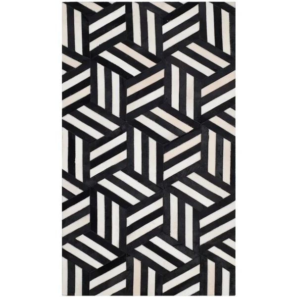 Safavieh Studio Leather STL219A Ivory - Black 5& x 8& Area Rug