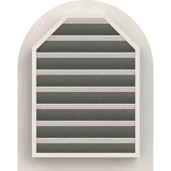 Ekena Millwork GVWRT30X3601SFPPI 30x22W x 36x22H Round Top Gable Vent (35x22W x 41x22H Frame Size): Primed - Functional, Smooth P