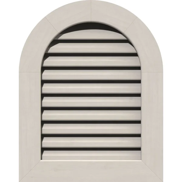 Ekena Millwork GVWRT30X3601SFPPI 30x22W x 36x22H Round Top Gable Vent (35x22W x 41x22H Frame Size): Primed - Functional, Smooth P