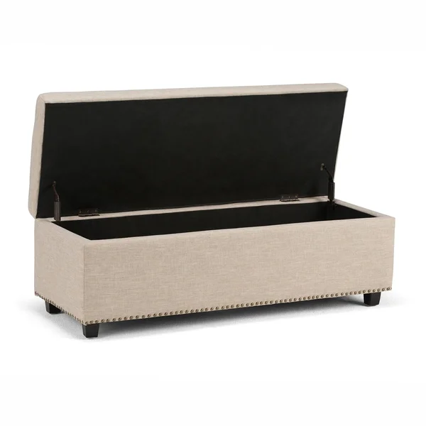 Simpli Home Hamilton Linen Look Storage Ottoman - Natural