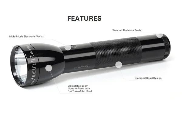 Maglite ML300L LED 2-Cell D Flashlight Black