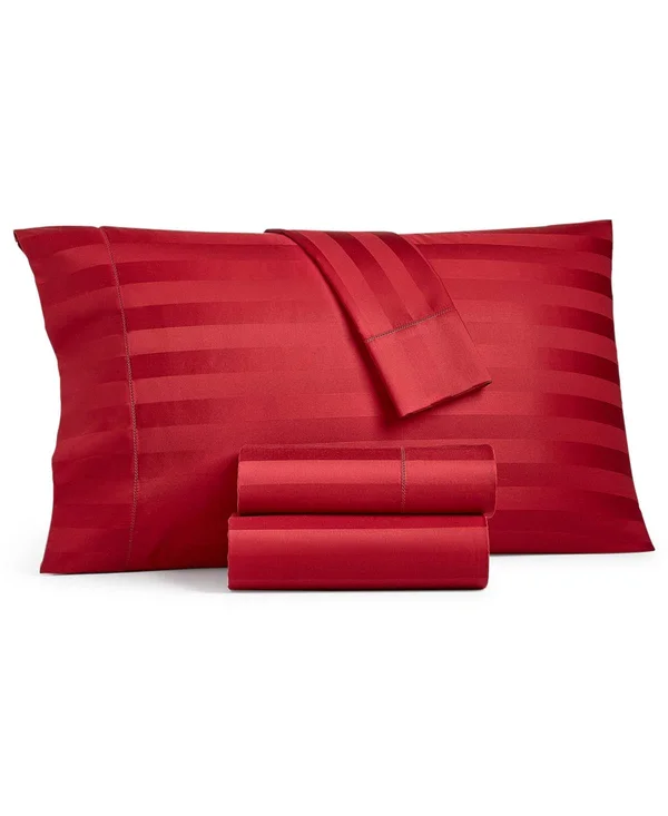 Charter Club Damask 1.5x22 Stripe 100% Supima Cotton 550 Thread Count Pillowcase Pair - King, Created for Macy&s - Saffron Gold