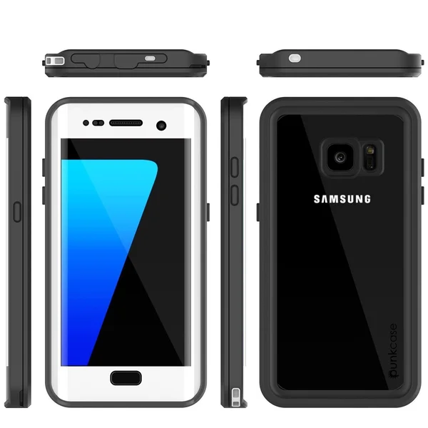 Galaxy S7 Edge Waterproof Case, Punkcase [Extreme Series] [Slim Fit] Armor Cover w/ Built in Screen Protector [Black] - Black