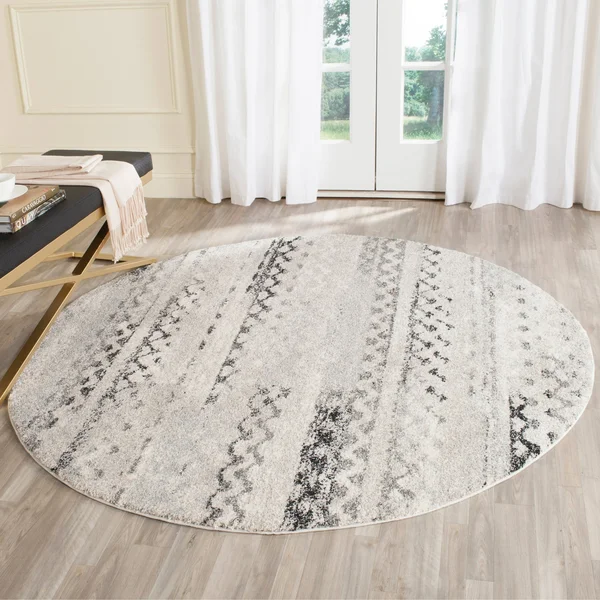 Safavieh RET2136-1180 Retro Cream, Grey Area Rug - 8& x 8& Round