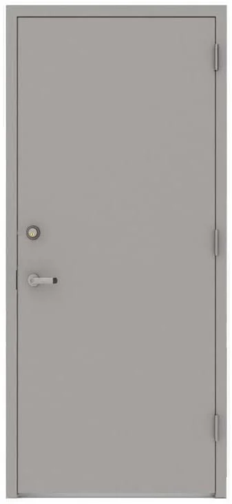 L.I.F Industries 36 in. x 80 in. Gray Flush Left-Hand Security Steel Prehung Commercial Door with Welded Frame