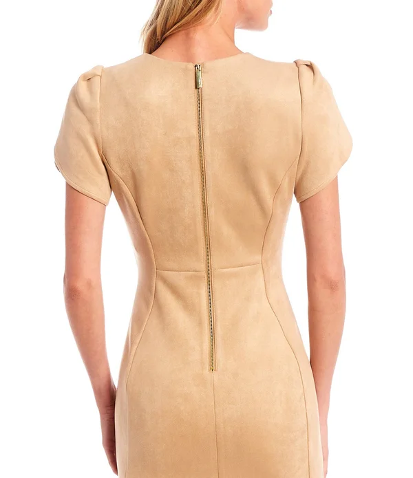 Calvin Klein Scuba-Suede Sheath Dress - Malachite