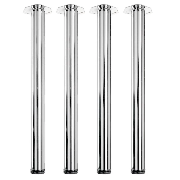 Hettich 2-3/8 in. Adjustable 28 in. Chrome Steel Table Leg (Set of 4) - Chrome Look