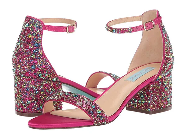 Blue by Betsey Johnson Womens Mari Satin Embellished Heels