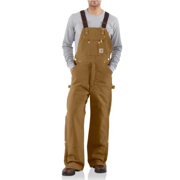Carhartt Duck Zip to Thigh Quilt Lined Bib Overall - Factory 2nds