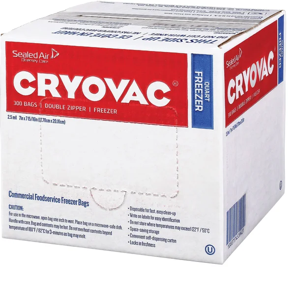 Cryovac One Quart Freezer Bag Dual Zipper