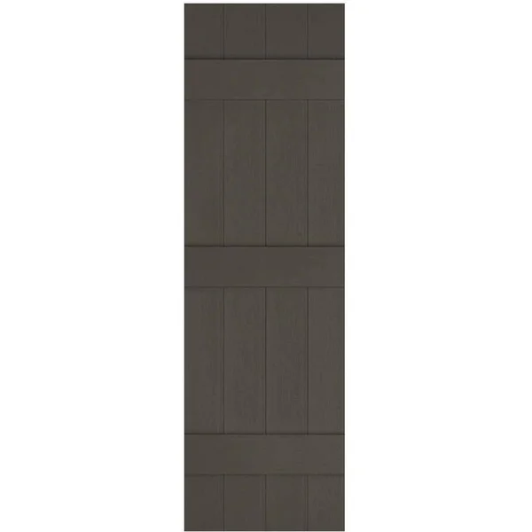 14 inchw x 94 inchh Lifetime Vinyl, Custom Four Board Joined (3 Batten), Board-n-Batten Shutters, Musket Brown