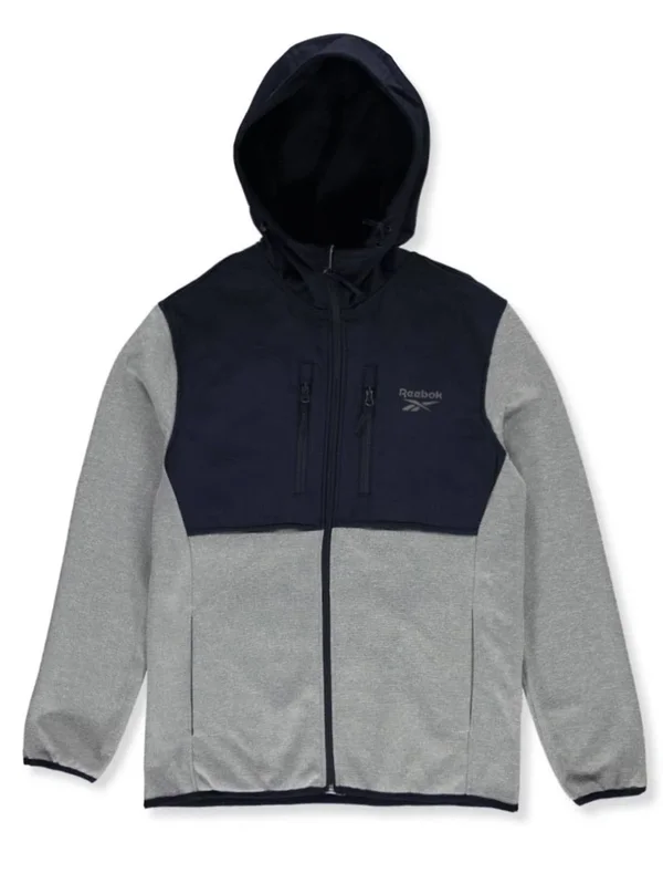 Reebok Chest Panel Hooded Jacket - Gray/Navy - L