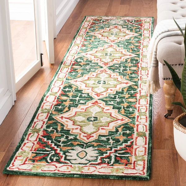 2&3x22 x 9& Runner Area Rug - Green, Safavieh