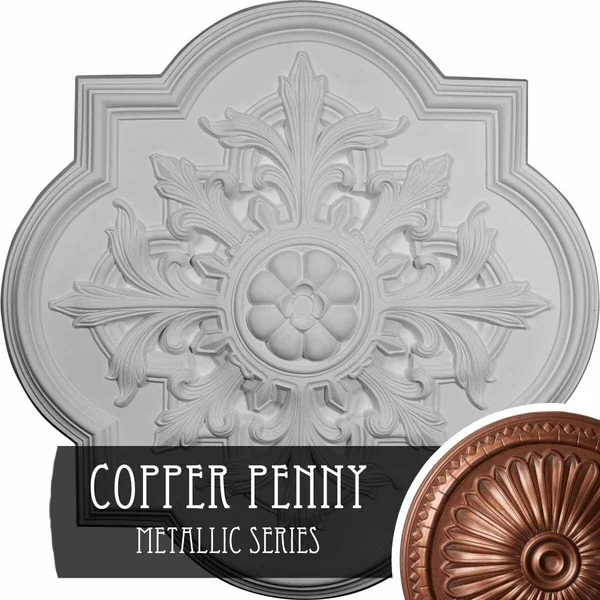 31 1/4x22OD x 2x22P Bonetti Ceiling Medallion (Fits Canopies Up to 7 3/8x22) - Hand-Painted Copper Penny