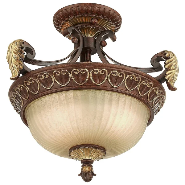 Livex Lighting Villa Verona 2 Light Convertible Chain Hang/Ceiling Mount, Bronze 8577-63