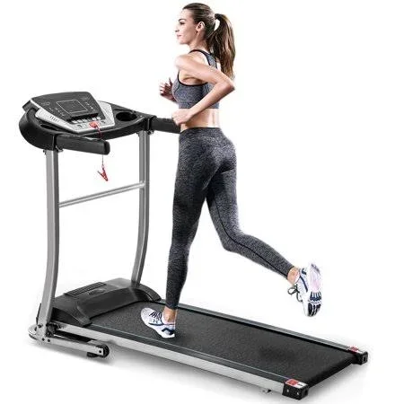 Treadmill - Folding Electric Treadmill with LED Display and Cup Holder, Motorized Running Jogging Machine with 12 Preset Programs