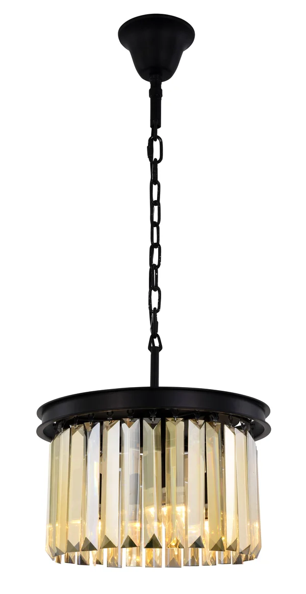 Elegant 1238D16MB-GT/RC Sydney 3 Light Matte Black Pendant