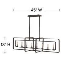Hinkley - 4818DZ - Eight Light Linear Chandelier - Quentin - Aged Zinc