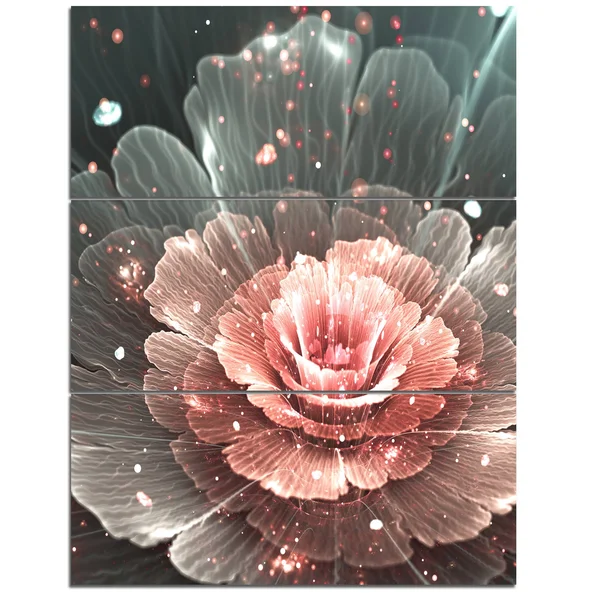 Designart &Abstract Fractal Pink Gray Flower& Graphic Art on Wrapped Canvas Size: 40x22 H x 30x22 W x 1x22 D