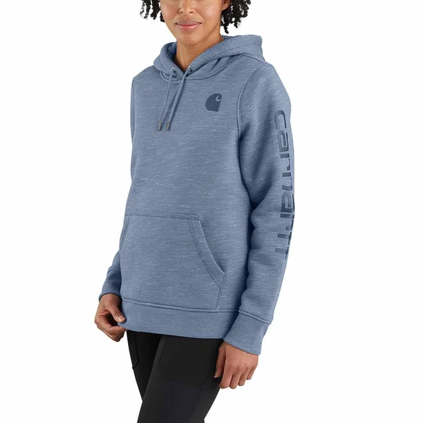 Carhartt Women's Clarksburg Graphic Sleeve Hoodie - Large, Folkstone Gray Space Dye