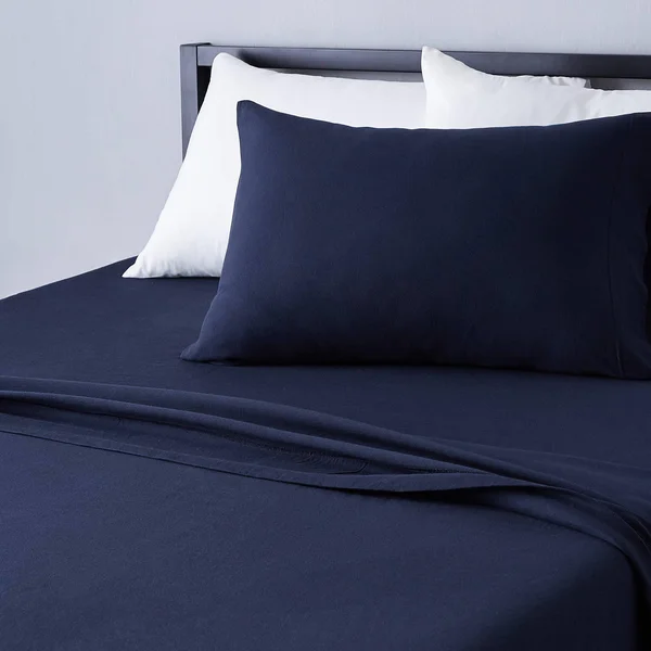 Amazon Basics Cotton Jersey Bed Sheet Set - Twin Navy Blue