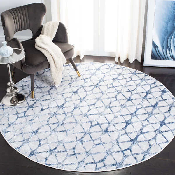 Safavieh 6&-7x22 x 6&-7x22 Round Amelia 700 ALA792G Grey, Navy Rug