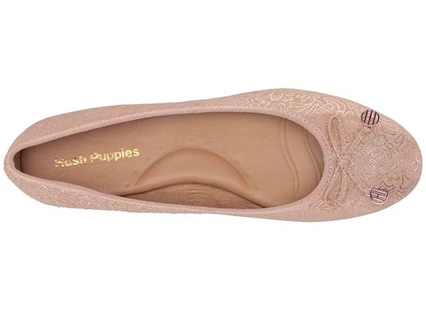 Women's Hush Puppies Abby Bow Ballet Pale Peach Metallic Print - in Size 5.5