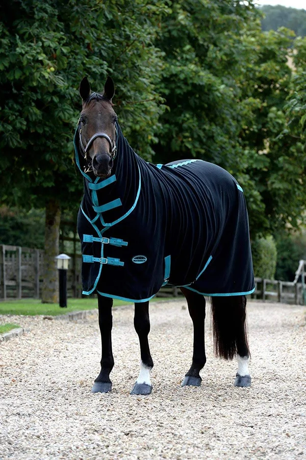 Weatherbeeta Fleece Combo Neck Cooler Black/Turquoise, 60