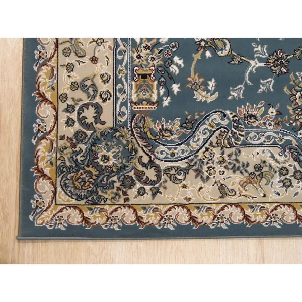 Aqua Traditional Tabriz Medallion Rug - 4'11 x 7' 7 - Blue, EORC