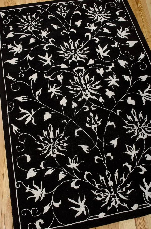 Nourison Versailles Palace VP49 3&6x22 x 5&6x22 Black - White Rug