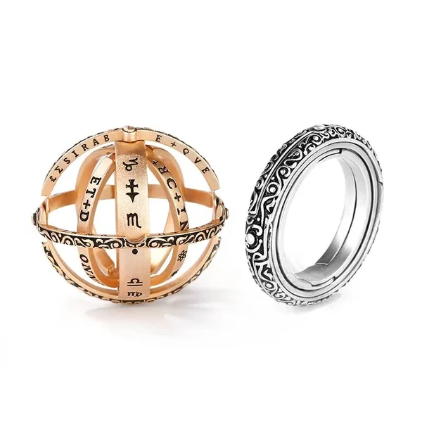 Gnoce Astronomical Sphere Ball Ring S925 Sterling Silver Rings Fashion Ring Set