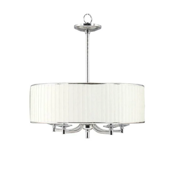 Home Decorators Collection Anya 5-Light Chrome Pendant with Pleated Cream Fabric Shade