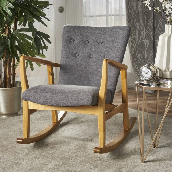 Collin Mid Century Fabric Rocking Chair (Wheat)