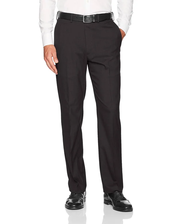 J.M Haggar Sharkskin Classic Fit Flat Front Dress Pant, 38 30, Black