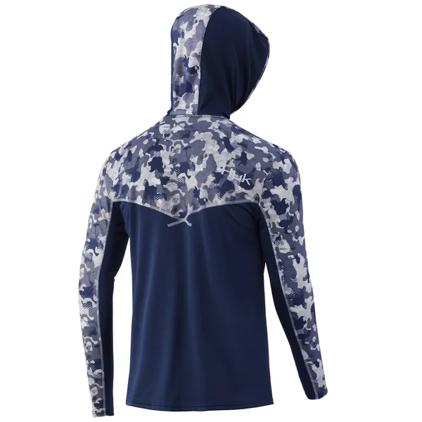 Huk Men's Icon x Refraction Camo Hoodie - Male, XL, Bluefin