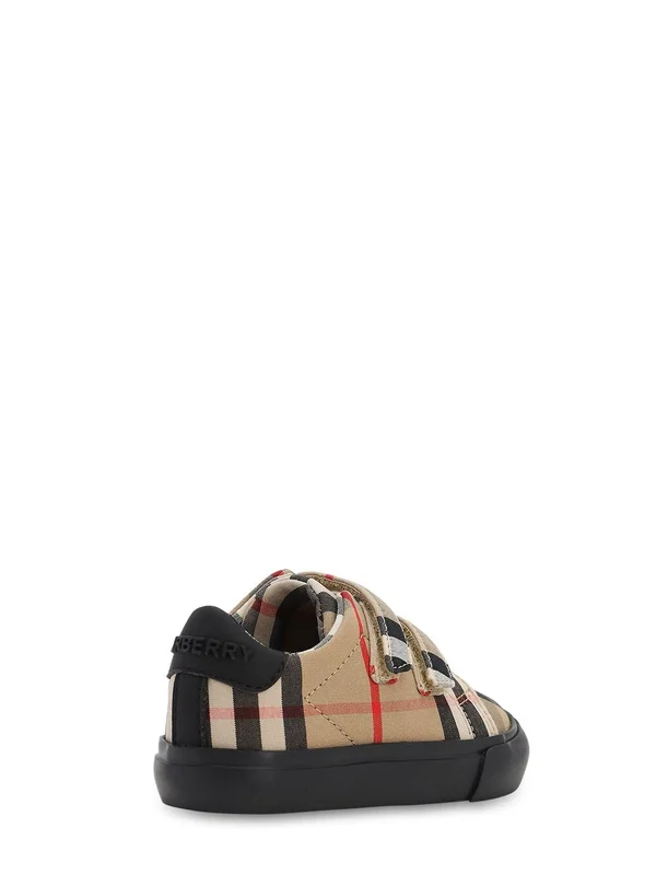 Burberry Unisex Mini Markham Check Low-top Sneakers - Walker - Toddler - Black