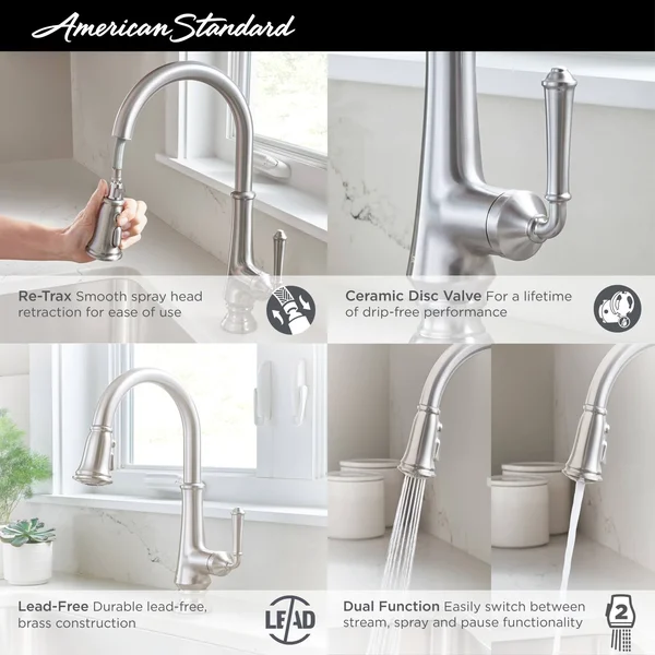 American Standard 4279.410 Delancey Single Handle Pull-Down Spray Bar Faucet - Legacy Bronze