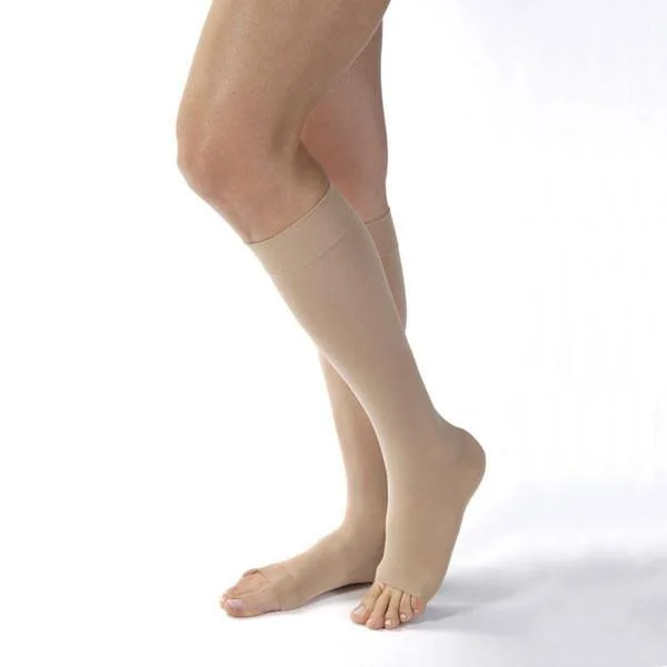 Jobst Opaque Knee High 20-30 mmHg Compression Stockings, Open Toe, X-Large, Natural