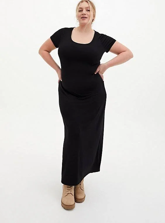 Black Jersey T-Shirt Maxi Dress - Size 0x (Large) by Torrid