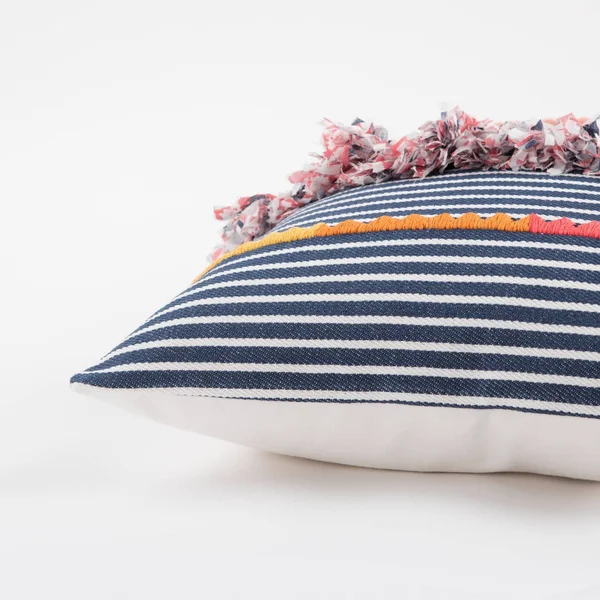 Rizzy Home Decorative Poly Filled Throw Pillow Stripe 20 inchx20 inch Navy, Size: 20 inch x 20 inch