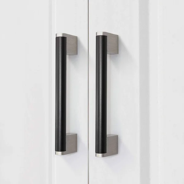Fulgente European Modern Cabinet Pulls - Stainless Steel Kitchen Cabinets Hardware Drawer Handles Flat Black with Brushed Nickel