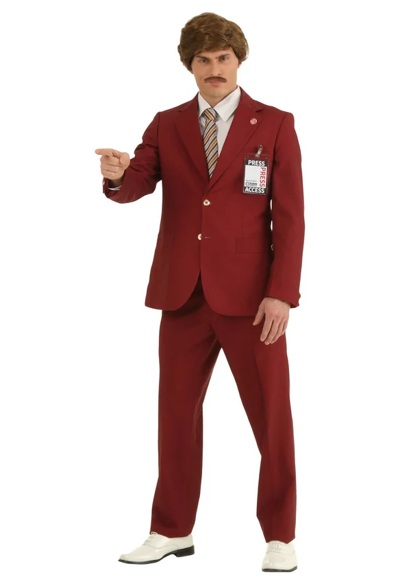 Authentic Ron Burgundy Costume Suit - Adult, Mens, Red, XL, FUN Costumes